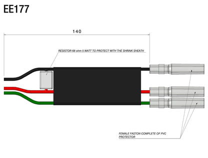 Rizoma Rear Turn Signal (Indicator) / Stop / Running light for Club S, Corsa S, Iride S, Leggera S, and Light Unit S Cable Adapter Kit for BMW