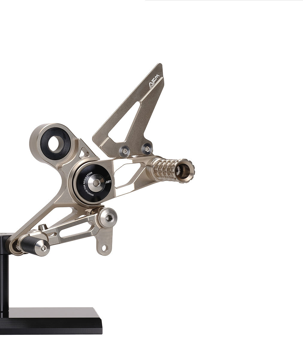 AEM FACTORY - DUCATI MONSTER 696  796 & 1100 ADJUSTABLE BILLET REARSETS  WITH COLORED ECCENTRIC