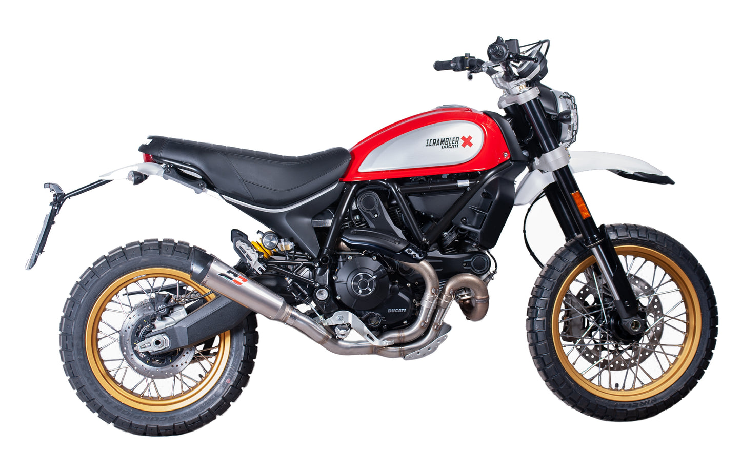 QD Exhaust Tri-CONE Titanium Muffler Half System Exhaust for the DUCATI SCRAMBLER DESERT SLED