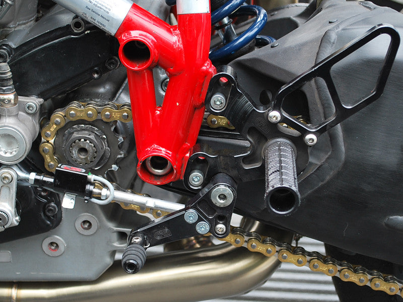 WOODCRAFT Ducati 848 /1098 / 1198 / 848 EVO Black Complete Rearset Kit with Pedals