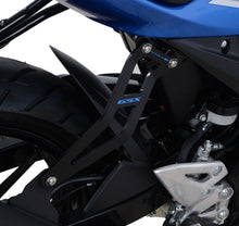R&G Racing,Exhaust Hanger (Black) with Blue Logo and LHS Footrest Blanking Plate for Suzuki GSX-R125 / GSX-S125 ' 17-'21