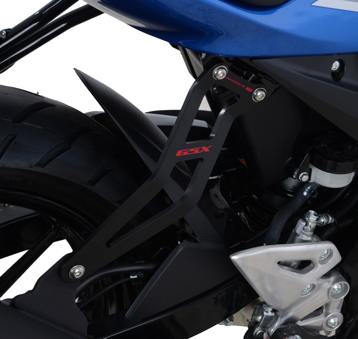 R&G Racing,Exhaust Hanger (Black) with Blue Logo for Suzuki GSX-R125 / GSX-S125 ' 17-'21