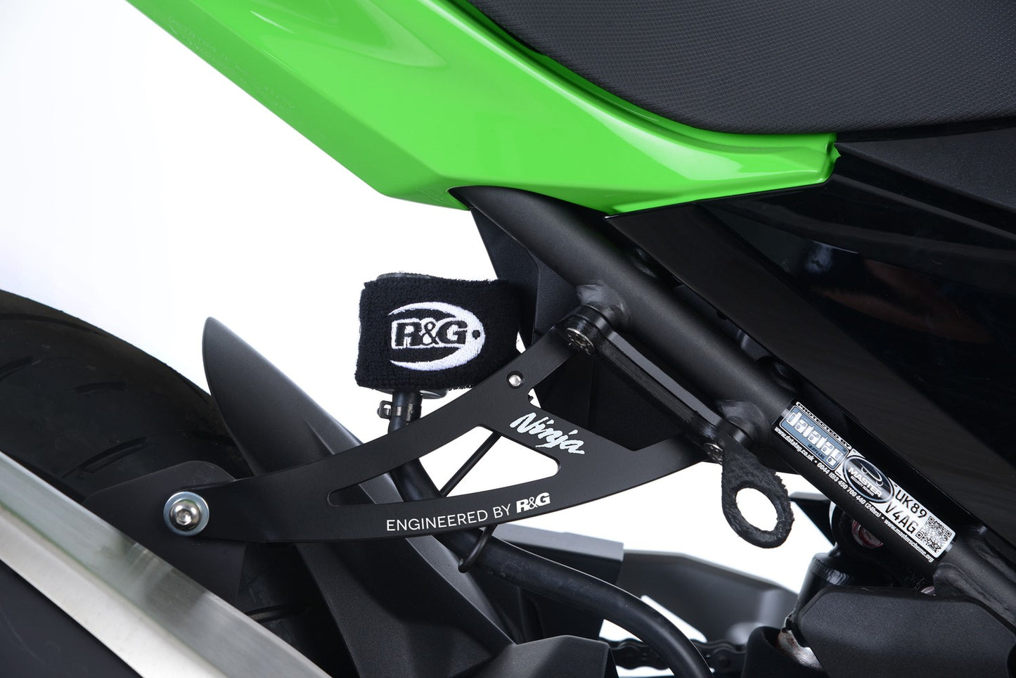 R&G Racing Exhaust Hanger & Left Hand Footrest Blanking Plate (kit) for Kawasaki Ninja 400 '17-'22, Ninja 250 '18-'19, Z400 / Z250 '19-'22