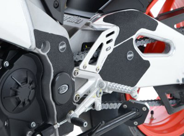 R&G Racing Boot Guard Kit for Aprilia RSV4 Factory '09-17, RSV4-R '09-14-19, RSV4-RF '15-18 & RSV4-RR '15-19 & Tuono V4 R APRC '11-14 models