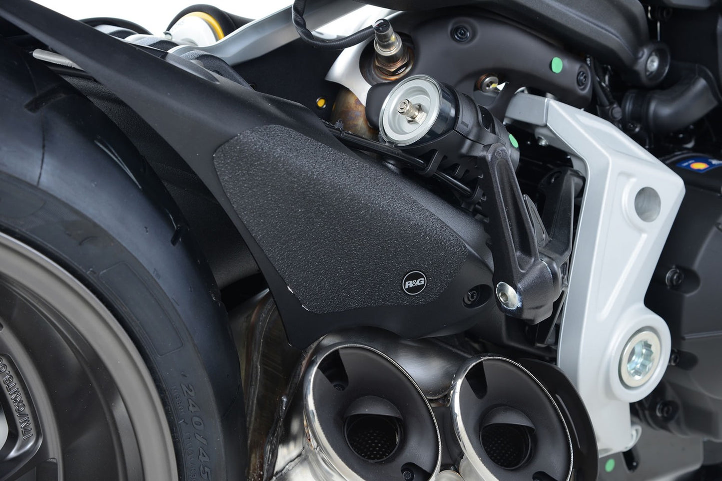 R&G Racing Boot Guard 4-Piece (3 on left, 1 on right. Includes passenger foot scrape protection) for Ducati Diavel 1260 (S) '21-'22, X-Diavel/S '16-'22