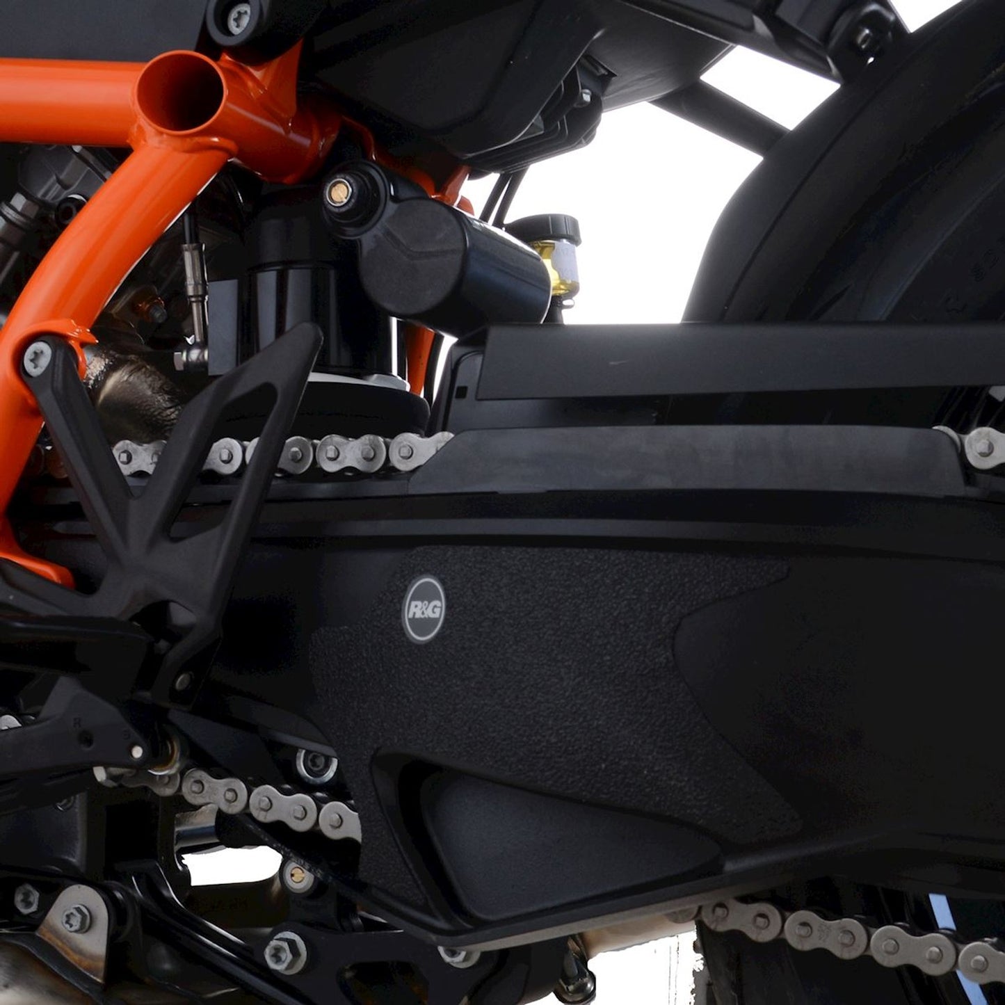 R&G Racing Boot Guard 1-piece (left side of swingarm) for KTM 1290 Super Duke R '04-'22, 990 Super Duke R '04-'17