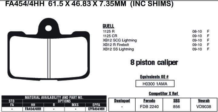 EBC Brakes Double-H Sintered Superbike Brake Pads Front - FA454/4HH