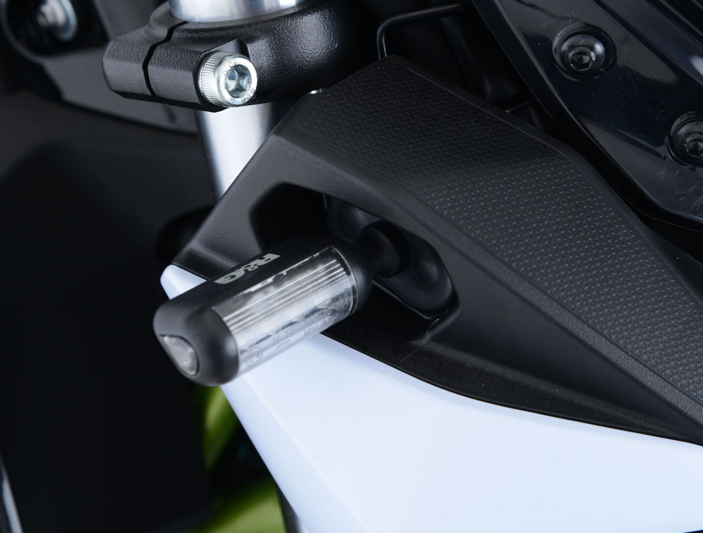 R&G Racing Front Indicator Adapter Kit for the Kawasaki Ninja 650/Z650/Z1000R '17-18, Versys 650 '15-16, Z1000 '14-18, Z300 '15-18 & Z125 Pro '16-18 models