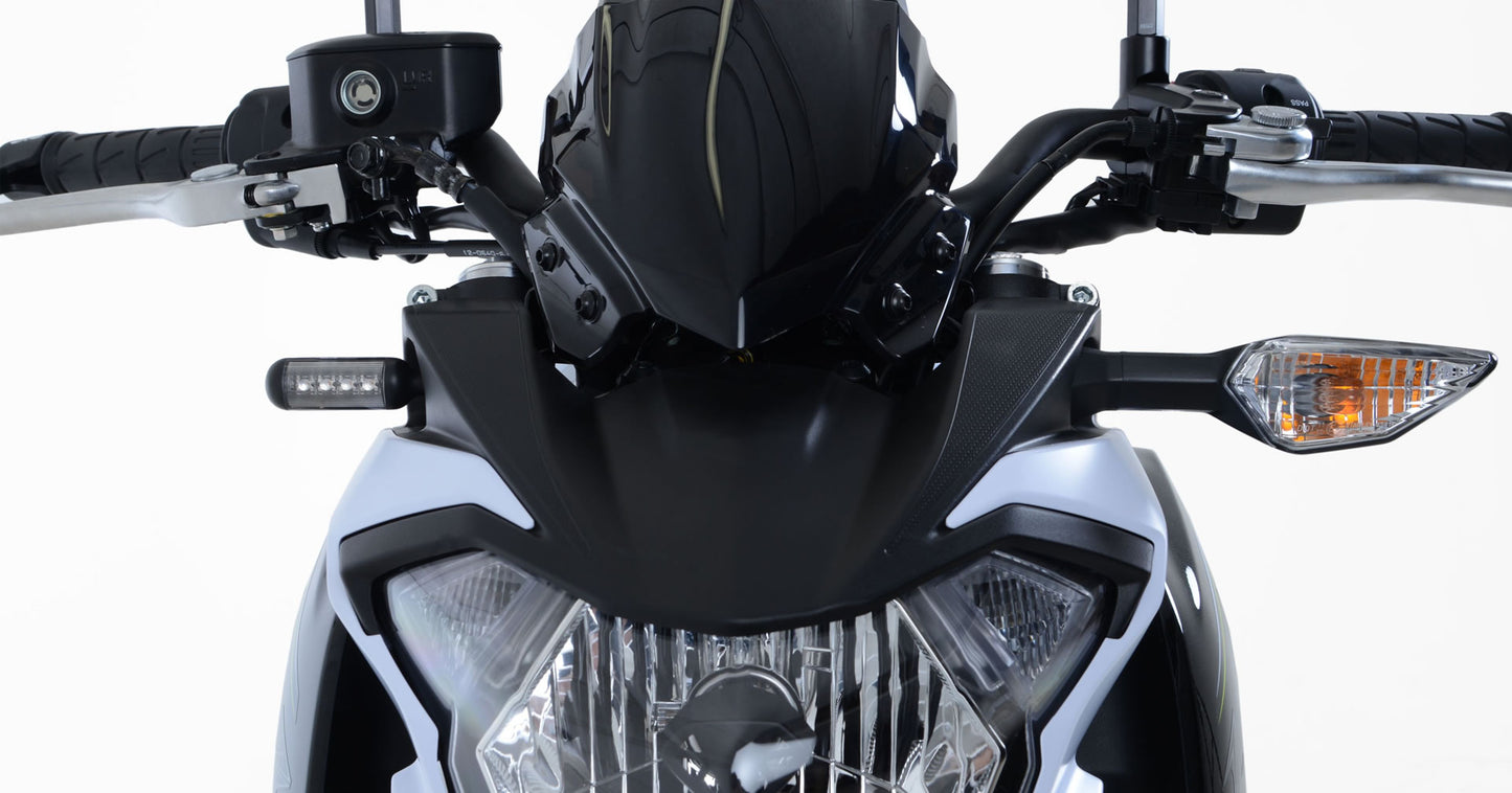R&G Racing Front Indicator Adapter Kit for the Kawasaki Ninja 650/Z650/Z1000R '17-18, Versys 650 '15-16, Z1000 '14-18, Z300 '15-18 & Z125 Pro '16-18 models