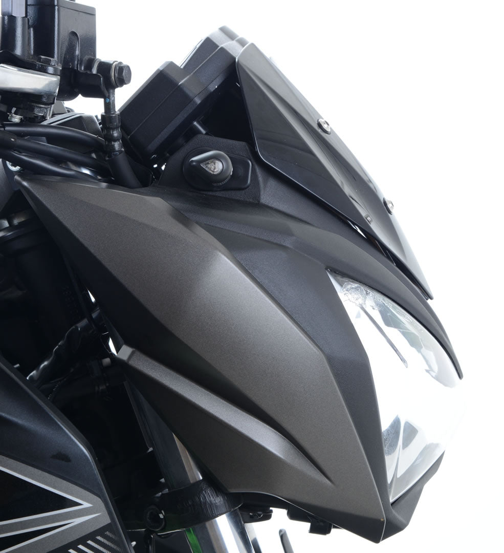 R&G Racing Front Indicator Adapter Kit for the Kawasaki Ninja 650/Z650/Z1000R '17-18, Versys 650 '15-16, Z1000 '14-18, Z300 '15-18 & Z125 Pro '16-18 models