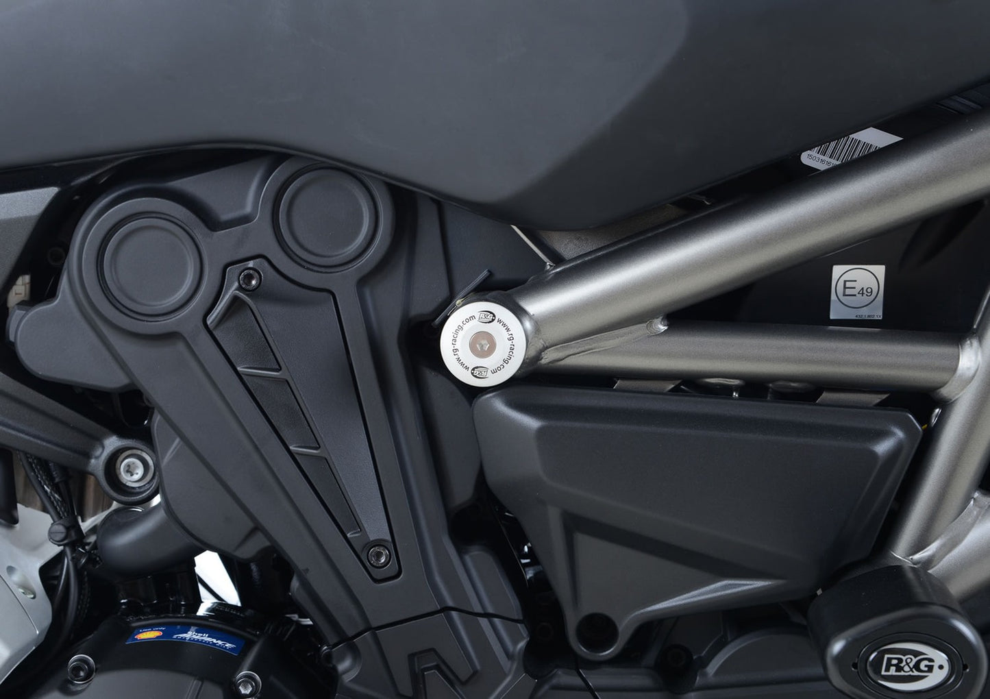 R&G Racing Frame Plug, silver aluminium - single plug (can fit four pieces, L&R upper & lower) for Ducati Diavel 1260 (S) '21-'22, X-Diavel / X-Diavel S '16-'22
