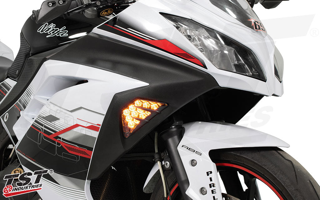 TST Industries Nexus Standard LED Front Turn Signals for Kawasaki Ninja Sportbikes -Type 1