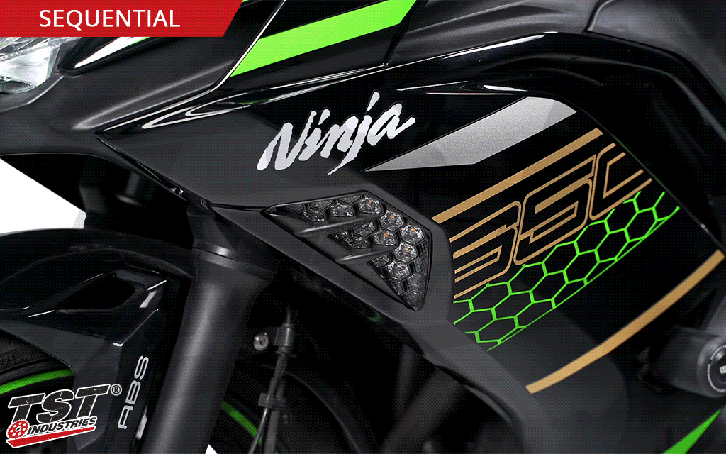 TST Industries Nexus Standard LED Front Turn Signals for Kawasaki Ninja Sportbikes -Type 1