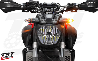 TST Industries MECH-GTR Front LED Turn Signals for Yamaha FZ1, FZ-07, and FZ-09 (up to 2020)
