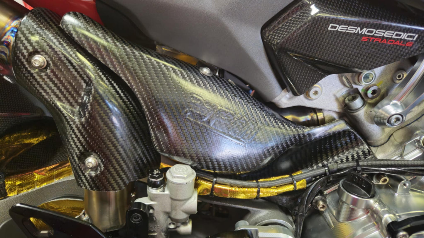 FM Projects Carbon Fiber Exhaust Side Heat Shield for the Ducati Panigale V4 / S (2025+)