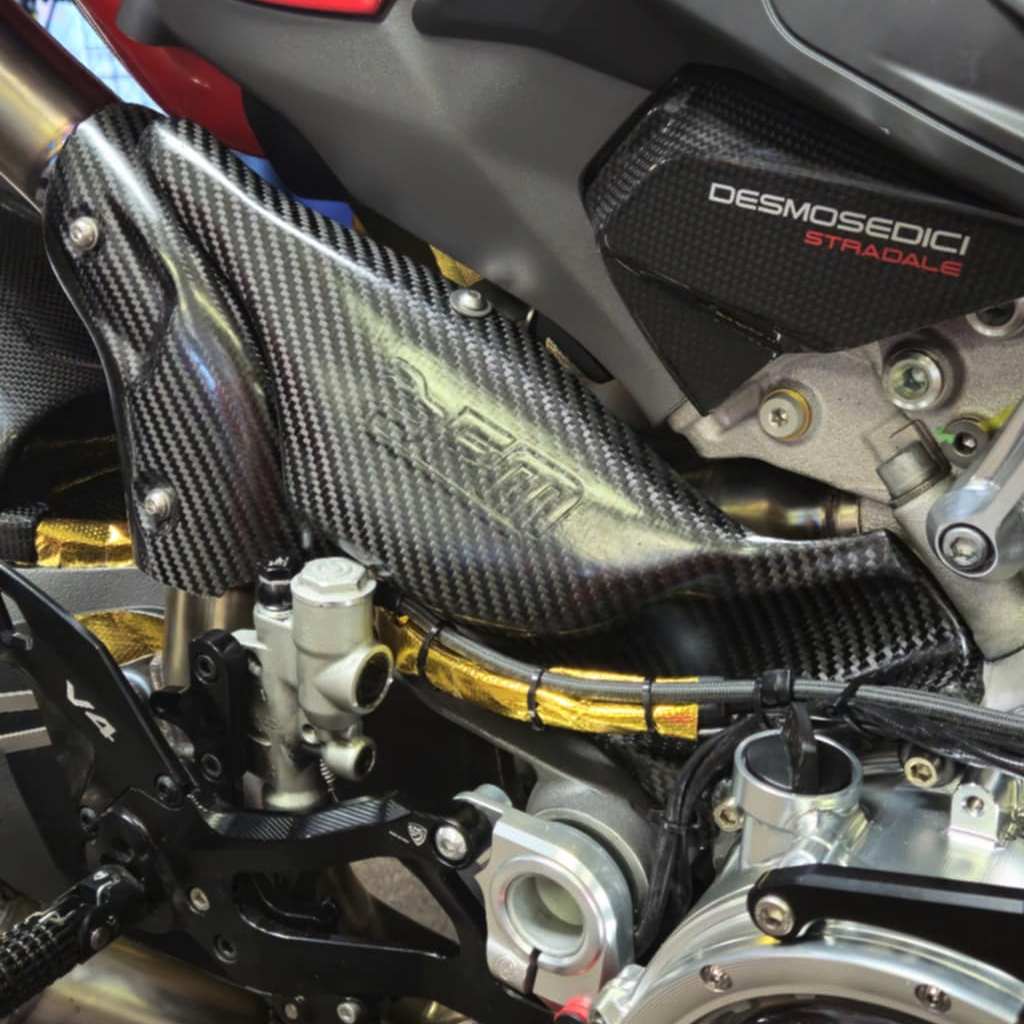 FM Projects Carbon Fiber Exhaust Side Heat Shield for the Ducati Panigale V4 / S (2025+)