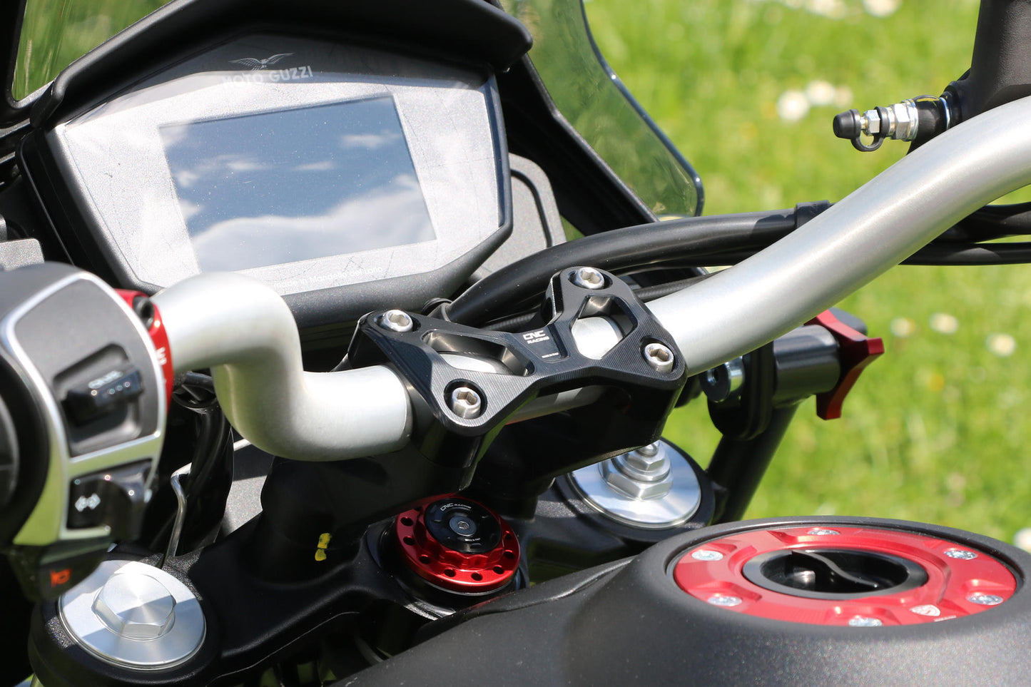 CNC Racing Billet Steering head nut and cap for Moto Guzzi V7 / V85 TT (2019+)