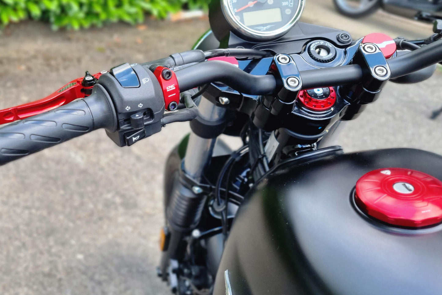 CNC Racing Billet Steering head nut and cap for Moto Guzzi V7 / V85 TT (2019+)