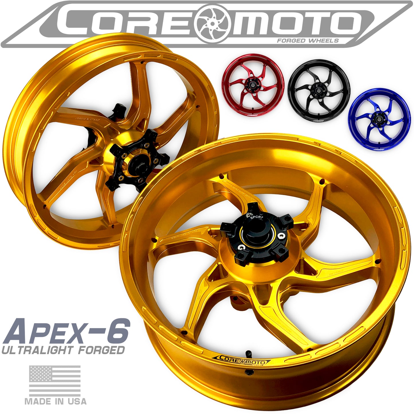 Core Moto APEX-6 Forged Aluminum Wheels for the Honda CBR600RR (2007+)