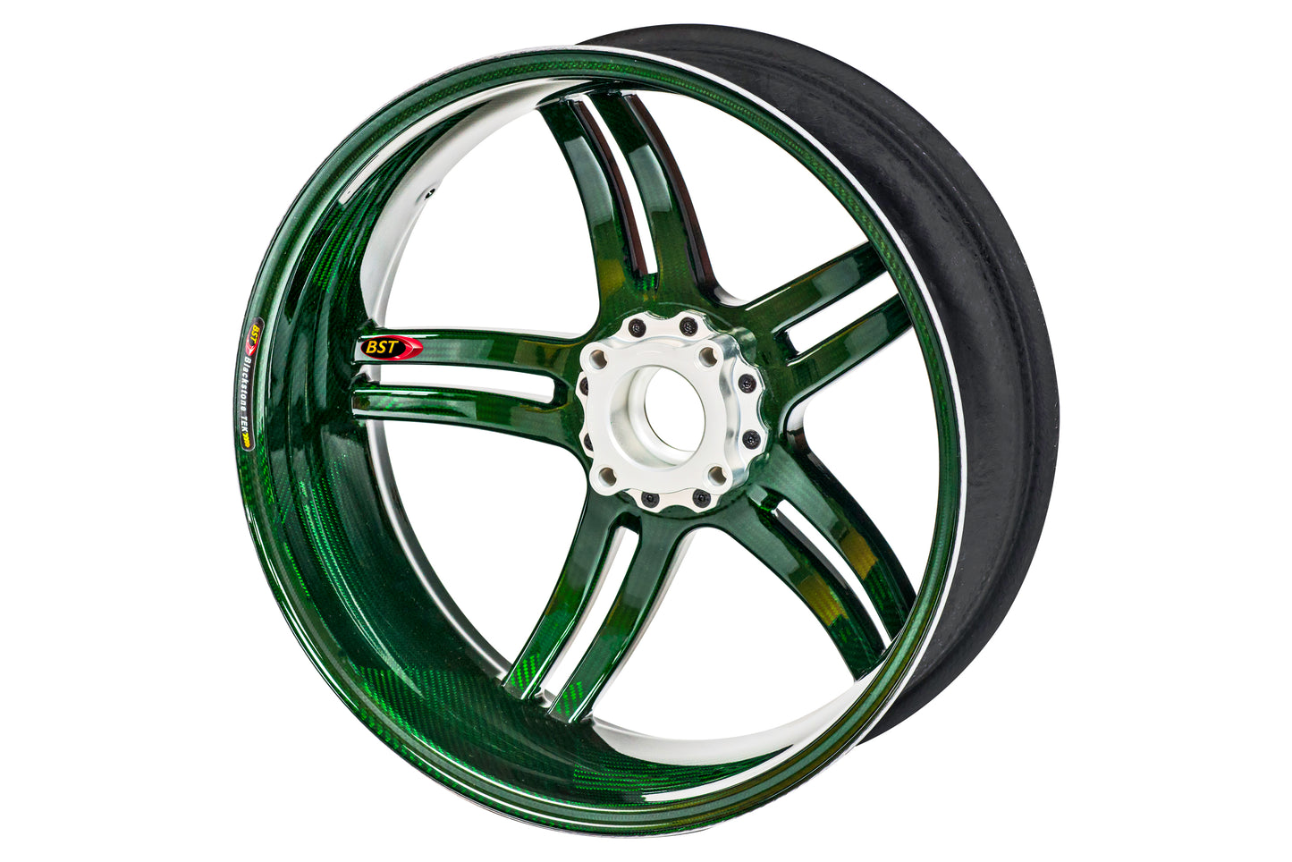 BST Rapid TEK 5 Split-Spoke Carbon Fiber Front Wheel for the Triumph Daytona / Street Triple 675 / 765 / R / S / RS / Moto2 (2013+) - 3.5 x 17