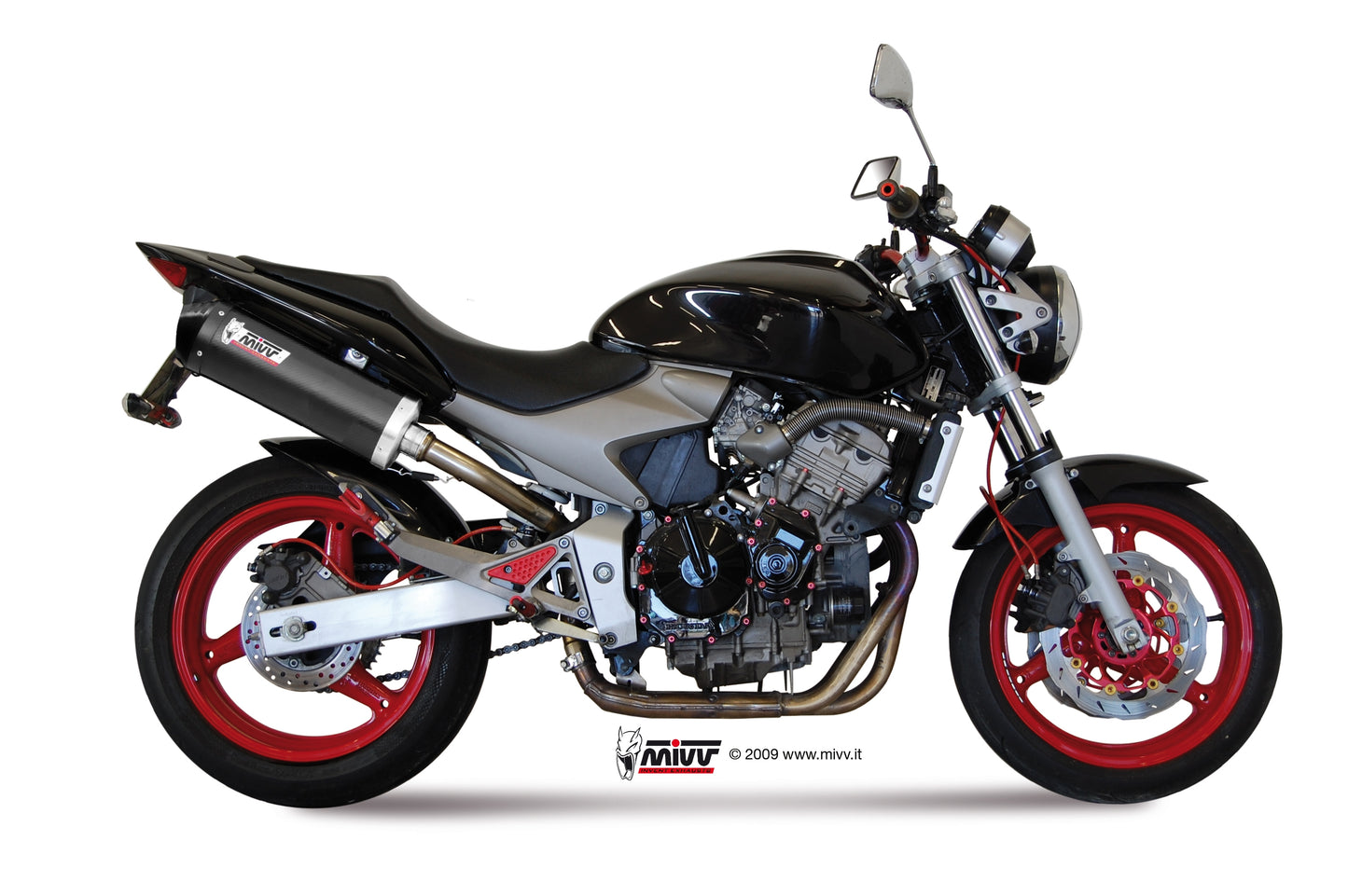 MIVV Slip-On, Oval Carbon, Standard Exhaust For Honda Hornet 600 2003-2006