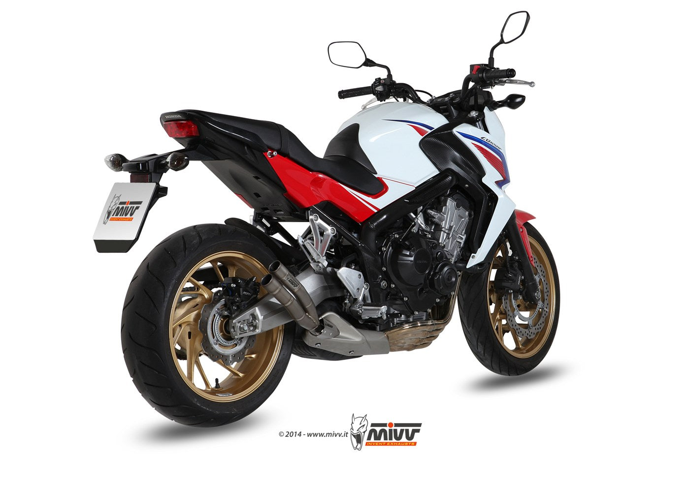 MIVV Slip-On, Double Gun Full Titanium, Standard Exhaust For Honda CB 650 F 14-16, CBR 650 F 14-16