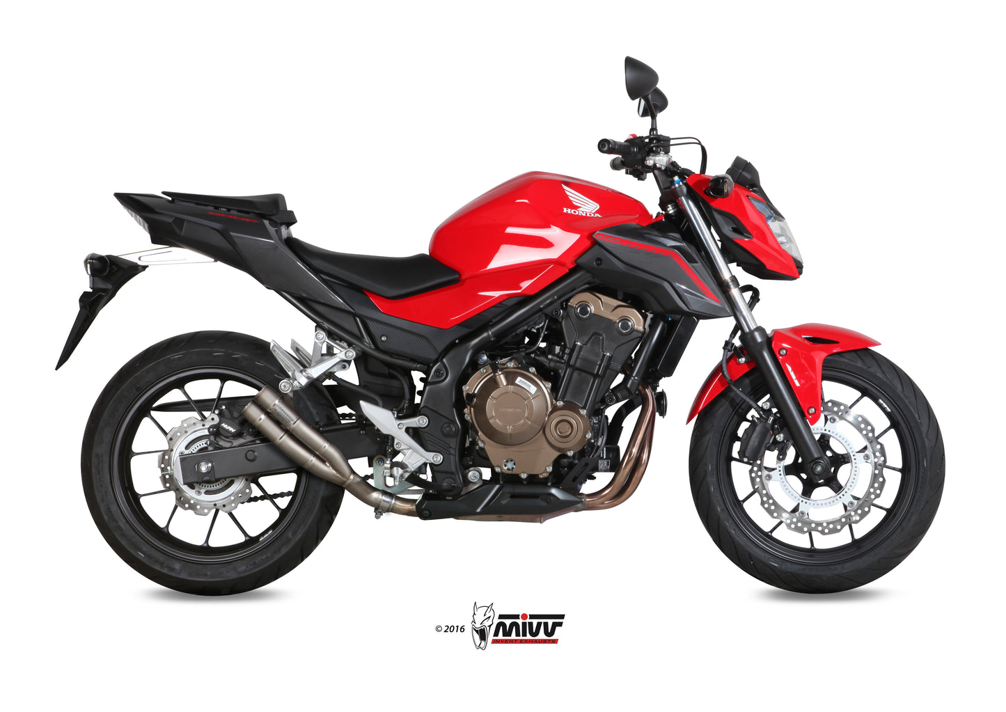 MIVV Slip-on, Double Gun Full Titanium, Standard Exhaust For Honda CB 500F 2016-2018
