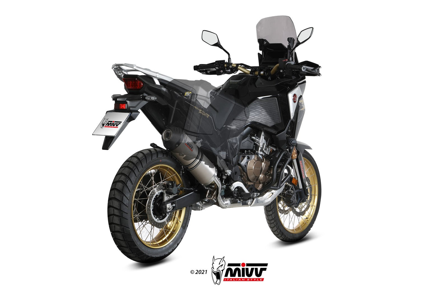MIVV Slip-on, Oval Titan, Standard Exhaust For Honda CRF 1100 L Africa Twin 2020-2022