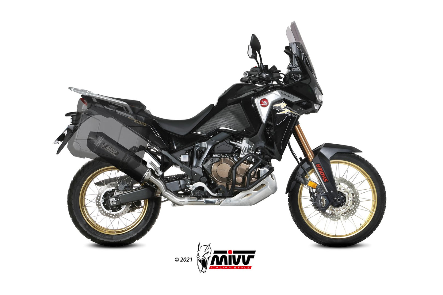 MIVV Slip-on, Speed Edge Black, Standard Exhaust For Honda CRF 1100 L Africa Twin 2020-2022