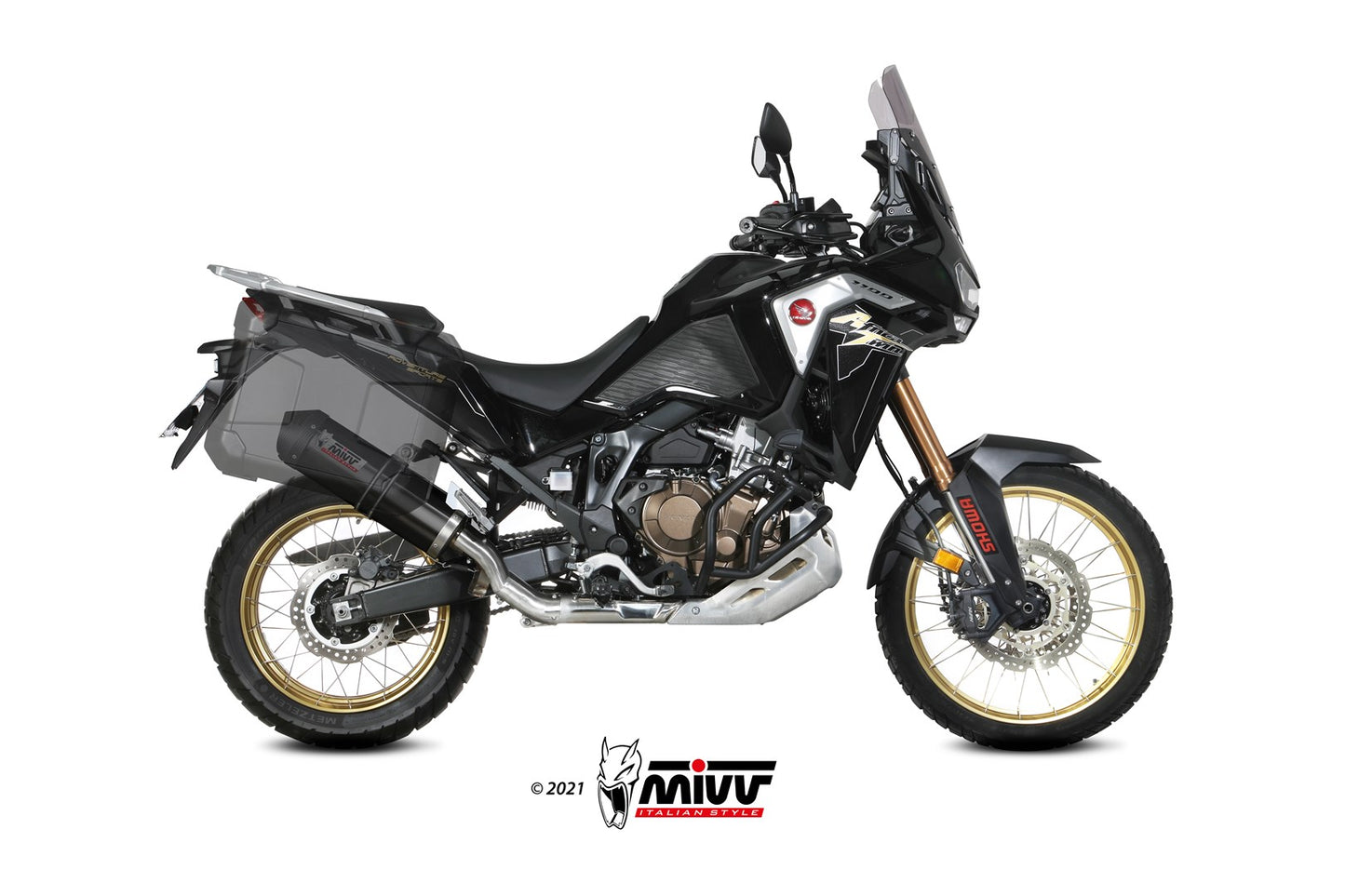 MIVV Slip-on, Oval Black, Standard Exhaust For Honda CRF 1100 L Africa Twin 2020-2022