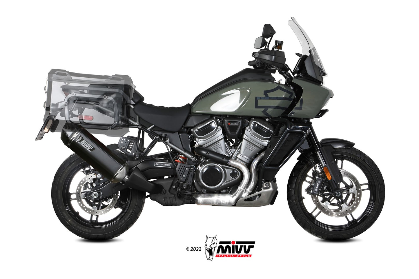 MIVV Slip-on, Speed Edge Black, Standard Exhaust For Harley Davidson Pan America/ Special 2021-2022