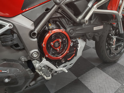 CNC Racing Bi-Color Clear Wet Clutch Cover BASE for the Ducati Multistrada 1200/1260 (2015+) and XDiavel / Diavel 1260