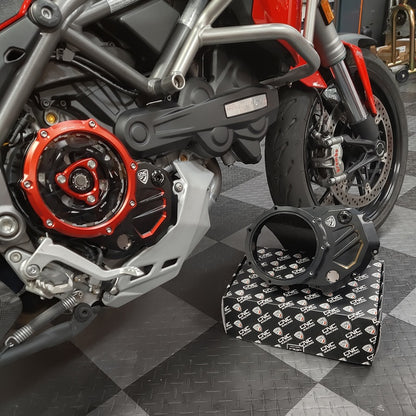 CNC Racing Bi-Color Clear Wet Clutch Cover BASE for the Ducati Multistrada 1200/1260 (2015+) and XDiavel / Diavel 1260