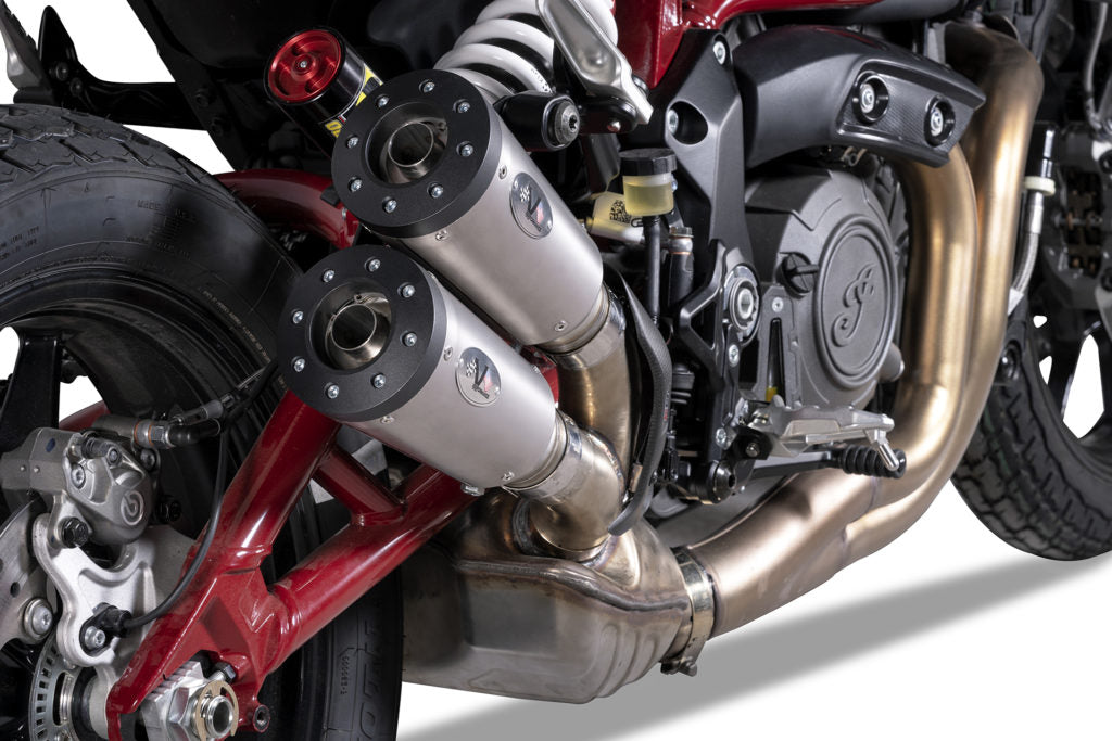 QD Exhaust Twin V-PERFORMANCE Exhaust for the Indian FTR 1200 (Flat Track Racer) (18-20 Euro 4 only)