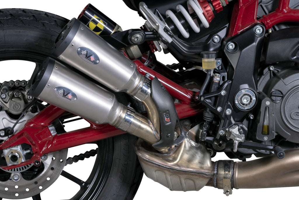 QD Exhaust Twin V-PERFORMANCE Exhaust for the Indian FTR 1200 (Flat Track Racer) (18-20 Euro 4 only)