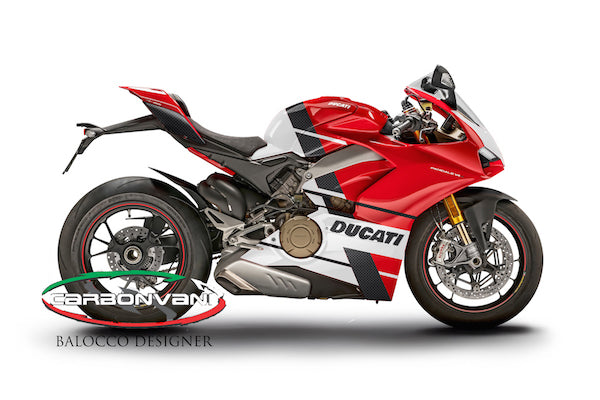 Carbonvani - Ducati Panigale V4 / S / Speciale "JENA Ver 1" Design Carbon Fiber Full Fairing Kit - ROAD VERSION (8 pieces)