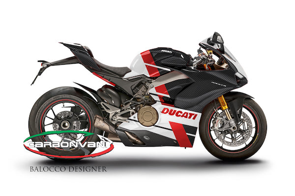 Carbonvani - Ducati Panigale V4 / S / Speciale "JENA" Design Carbon Fiber Full Fairing Kit - ROAD VERSION (8 pieces)