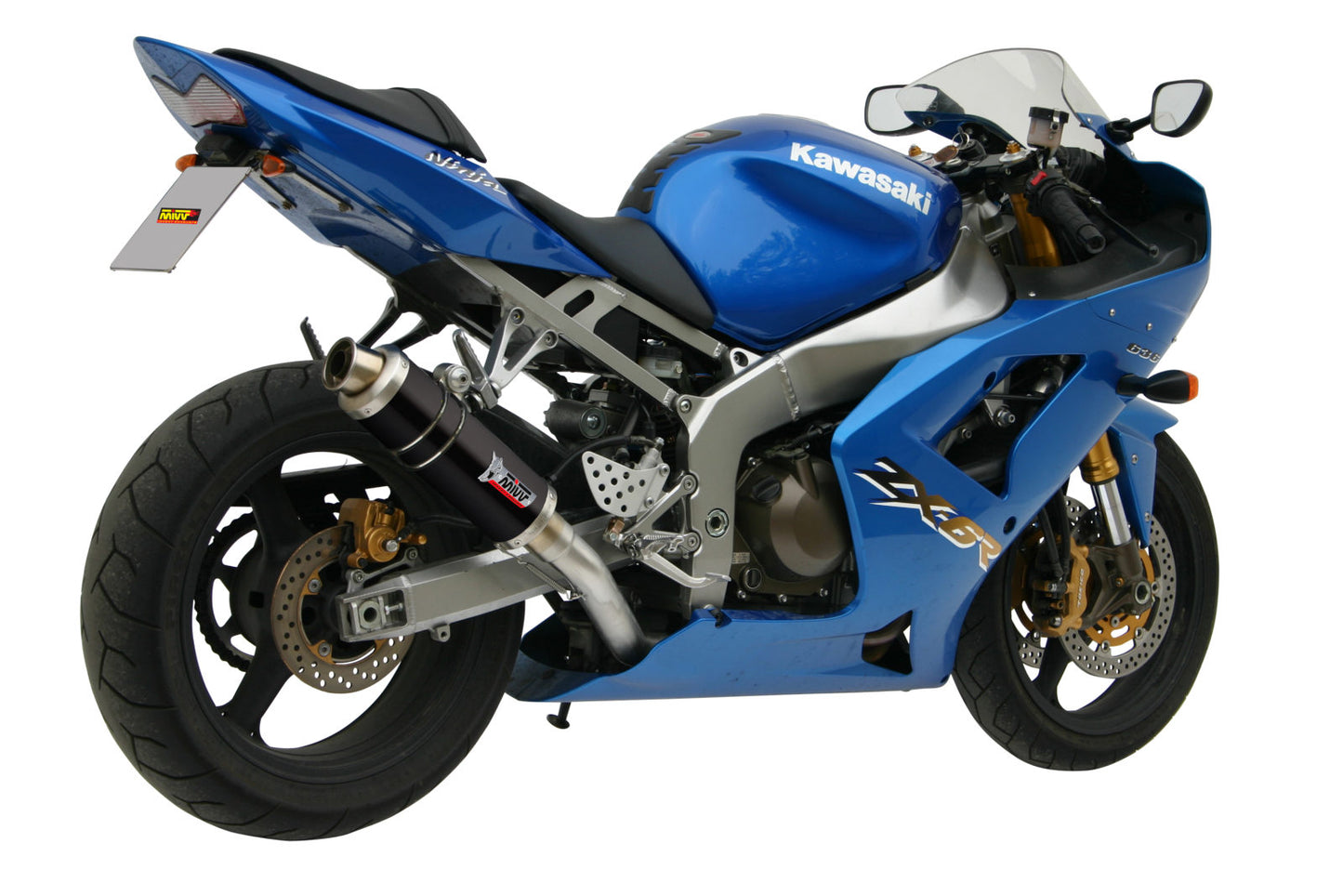 MIVV Slip-on, GP Black, Standard Exhaust For Kawasaki ZX-6RR / ZX-6R 636 2003-2004