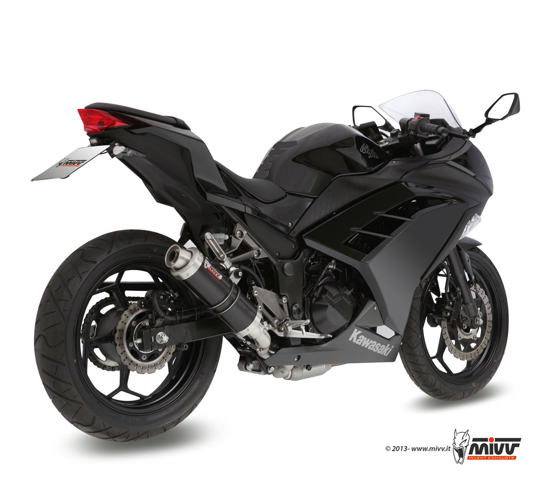MIVV Full System 2x1, GP Black, Standard Exhaust For Kawasaki Ninja 300 2013-2016