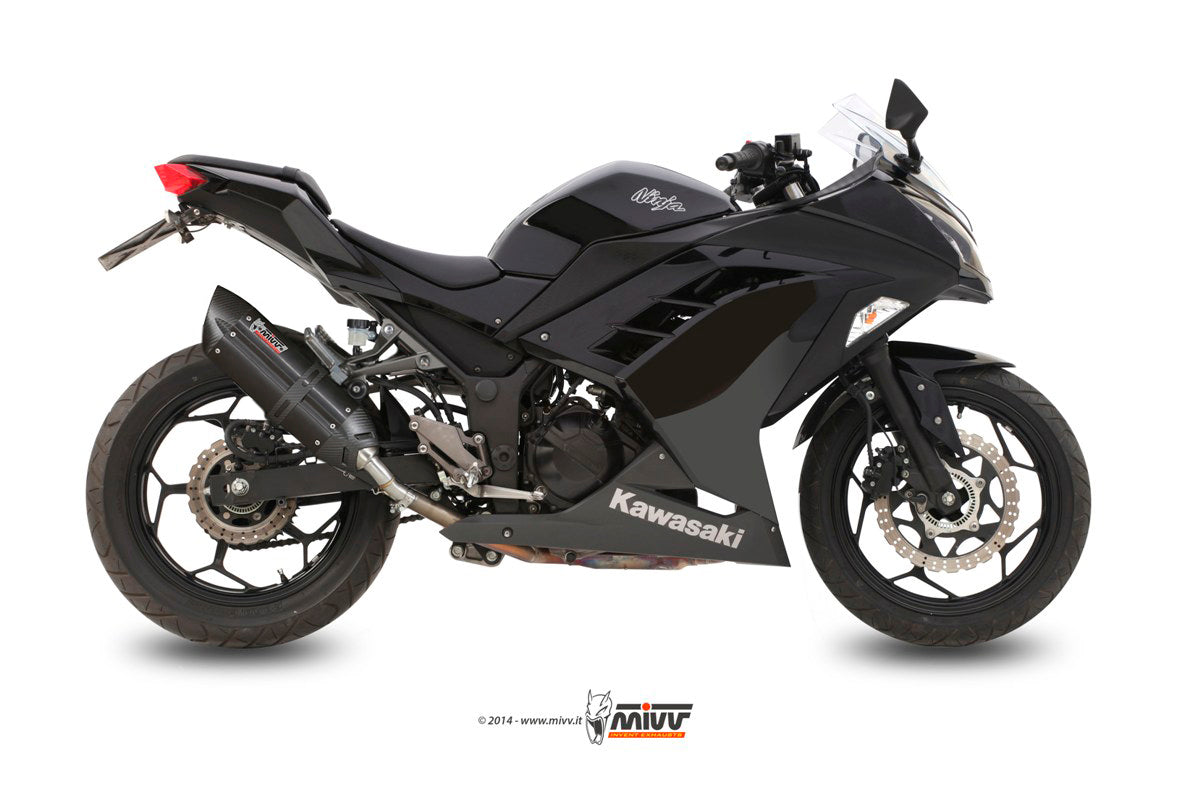 MIVV Slip-on, Suono Black, Standard Exhaust For Kawasaki Ninja 300 13-16, Z300 15-16