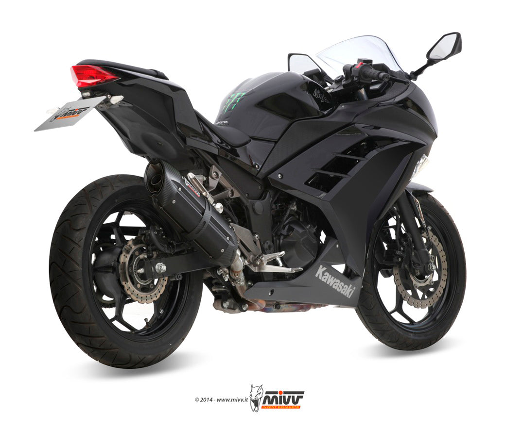 MIVV Slip-on, Suono Black, Standard Exhaust For Kawasaki Ninja 300 13-16, Z300 15-16