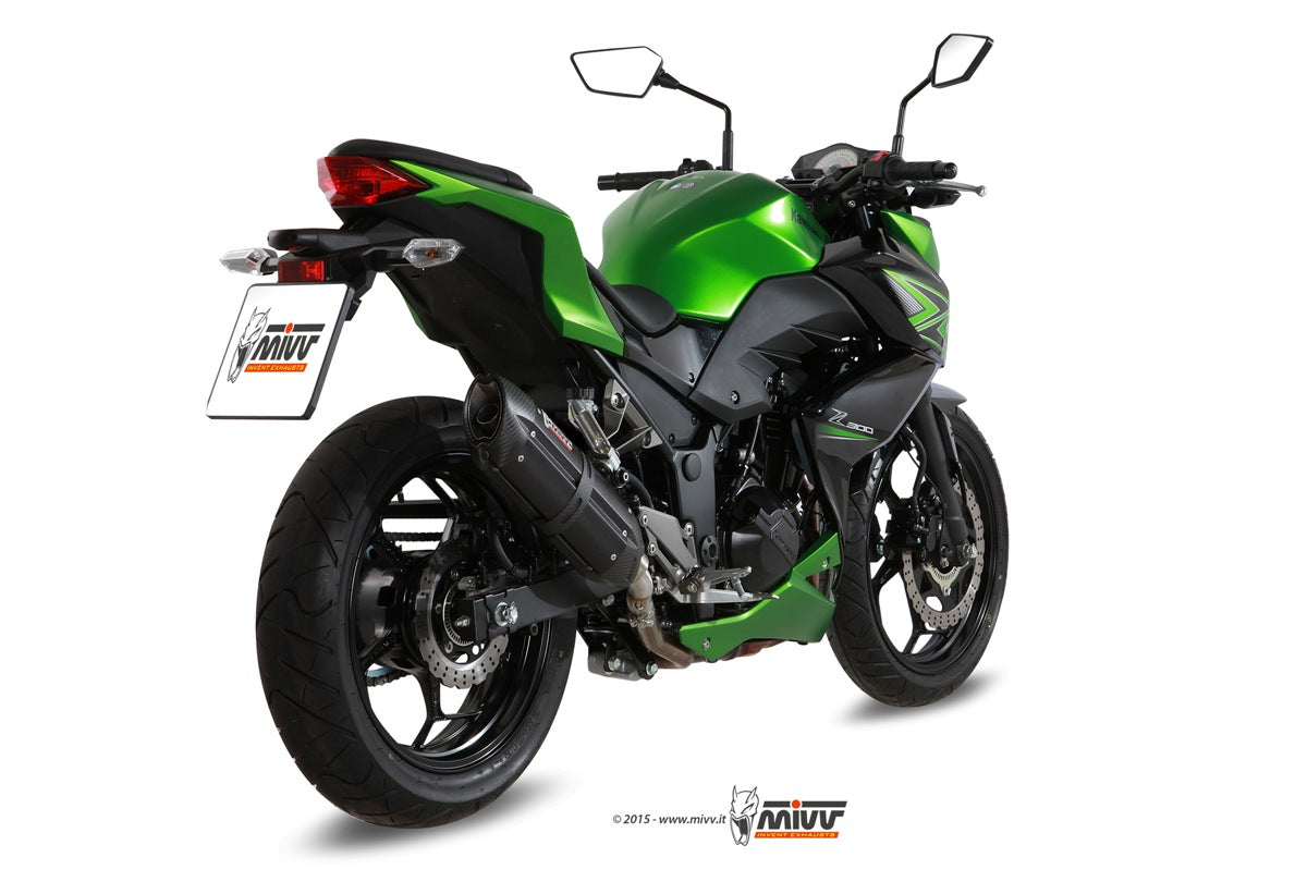 MIVV Slip-on, Suono Black, Standard Exhaust For Kawasaki Ninja 300 13-16, Z300 15-16