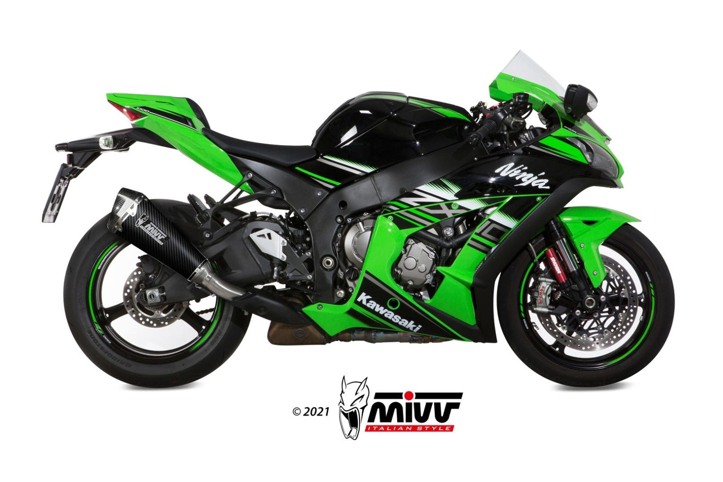 MIVV Slip-on, Delta Race Carbon, Standard Exhaust For Kawasaki ZX-10 R / RR 2016-2022