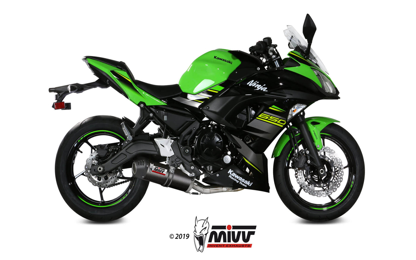 MIVV Full System 2x1, Oval Carbon, Standard Exhaust For Kawasaki Ninja 650 / Z650 2017-2022