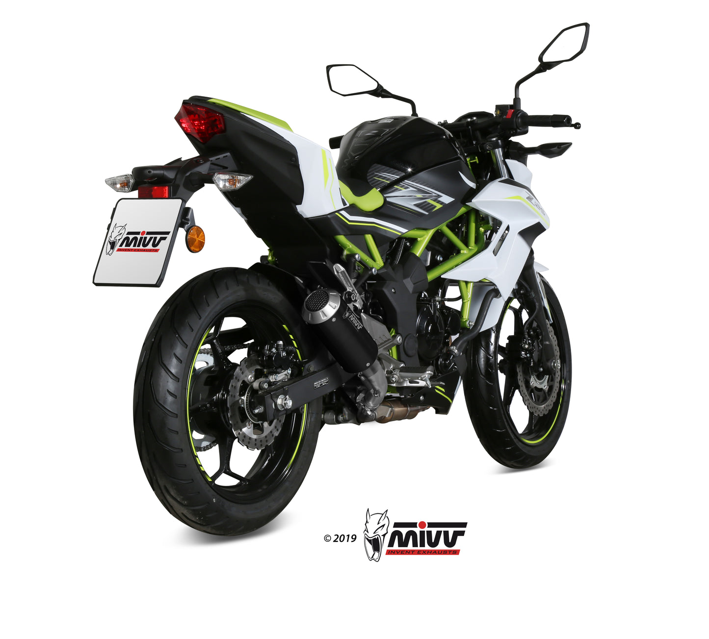 MIVV Slip-on, MK3 Black, Standard Exhaust For Kawasaki Ninja 125 / Z125 2019-2022