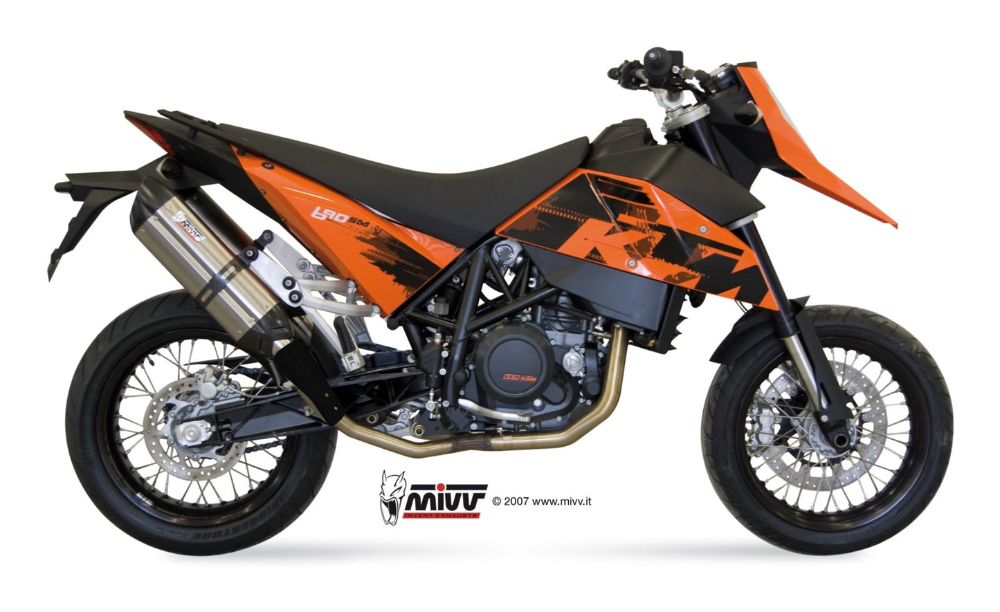 MIVV 2 Bolt-on, Suono Stainless Steel, Standard Exhaust For KTM 690 Supermoto 2007-2012