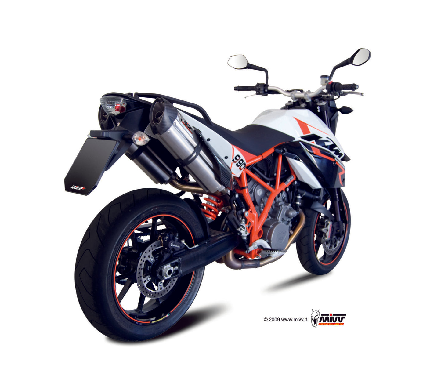MIVV 2 Bolt-on, Suono Stainless Steel, Standard Exhaust For KTM 950 Supermoto 05-06, 990 Supermoto 07-13