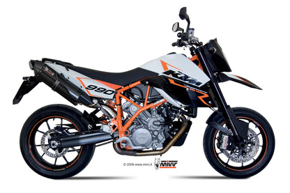 MIVV 2 Bolt-on, Suono Black, Standard Exhaust For KTM 950 Supermoto 05-06, 990 Supermoto 07-13
