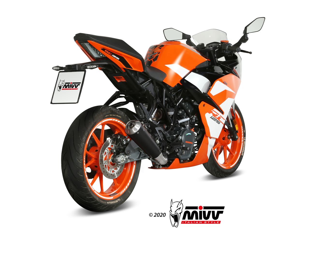 MIVV Slip-on, X-M1 Black, Standard Exhaust For KTM 125 Duke/390 Duke/RC 125/RC 390 2017-2020