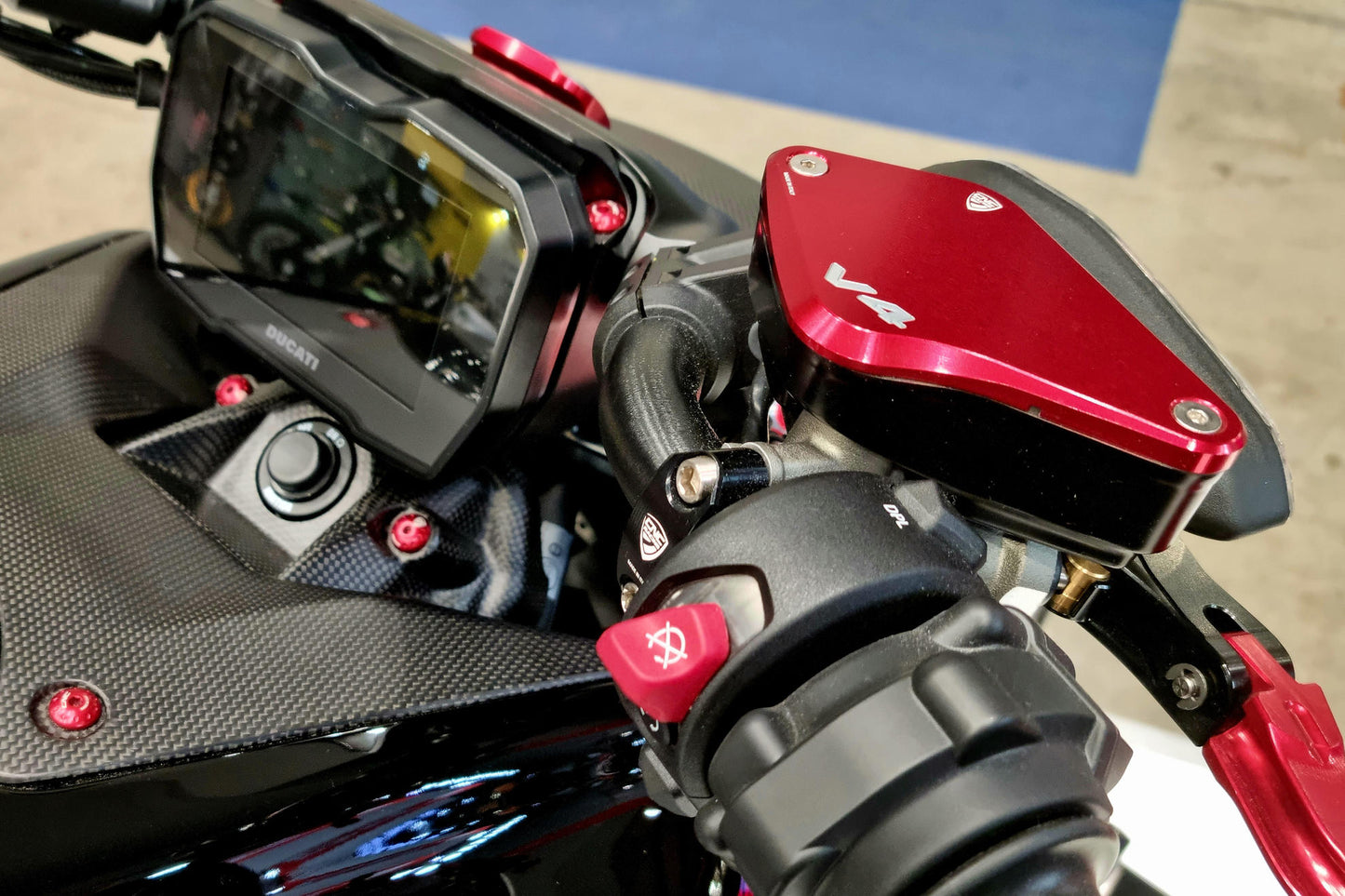 CNC Racing 'Touch Bicolor' Front Brake & Clutch Reservoir Caps for Ducati Diavel V4